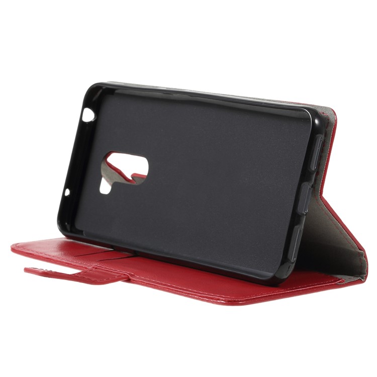 Crazy Horse Wallet Stand Leather Phone Case for Xiaomi Pocophone F1 / Poco F1 (India) - Red-4