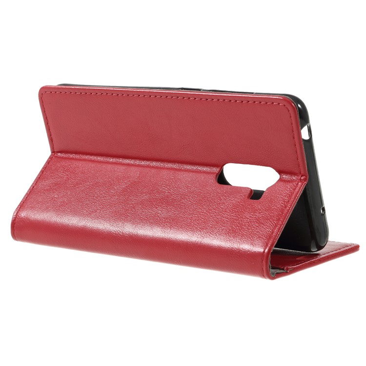 Crazy Horse Wallet Stand Leather Phone Case for Xiaomi Pocophone F1 / Poco F1 (India) - Red-5