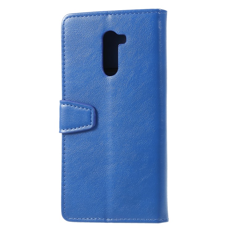 Crazy Horse Wallet Stand Leather Folio Phone Cover Shell for Xiaomi Pocophone F1 / Poco F1 (India) - Blue-2