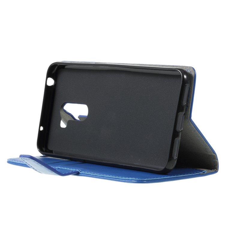 Crazy Horse Wallet Stand Leather Folio Phone Cover Shell for Xiaomi Pocophone F1 / Poco F1 (India) - Blue-4