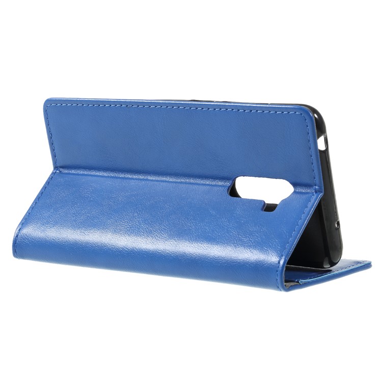 Crazy Horse Wallet Stand Leather Folio Phone Cover Shell for Xiaomi Pocophone F1 / Poco F1 (India) - Blue-5