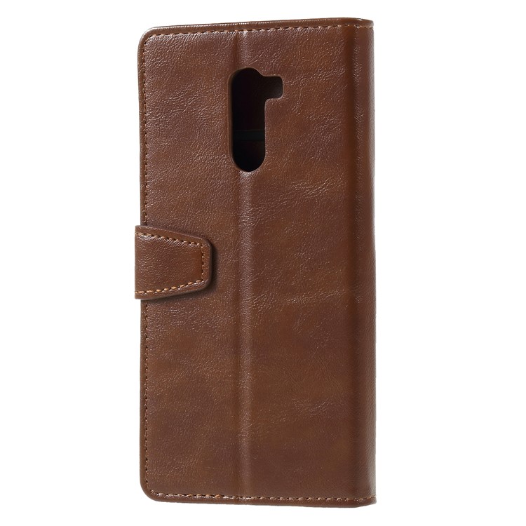 Crazy Horse Wallet Stand Leather Mobile Casing for Xiaomi Pocophone F1 / Poco F1 (India) - Brown-2
