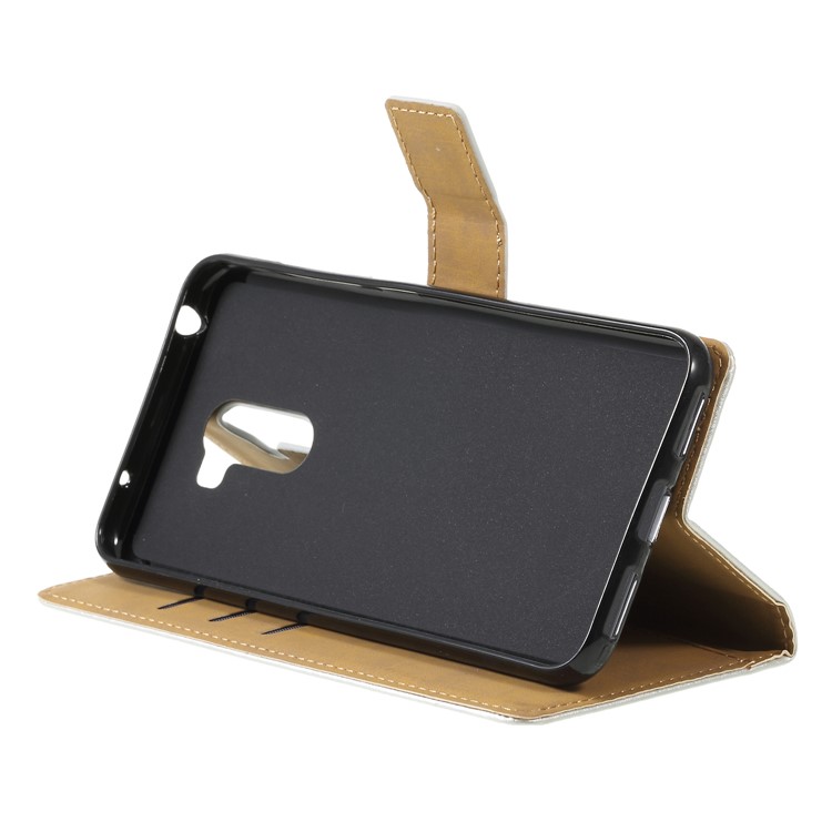 Wallet Stand Flip Leather Phone Case Accessory for Xiaomi Pocophone F1/Poco F1 (India) - Silver-4