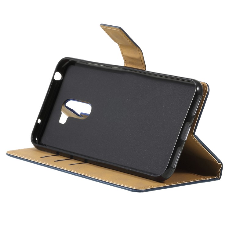 Wallet Stand Flip Leather Mobile Case for Xiaomi Pocophone F1/Poco F1 (India) - Blue-4