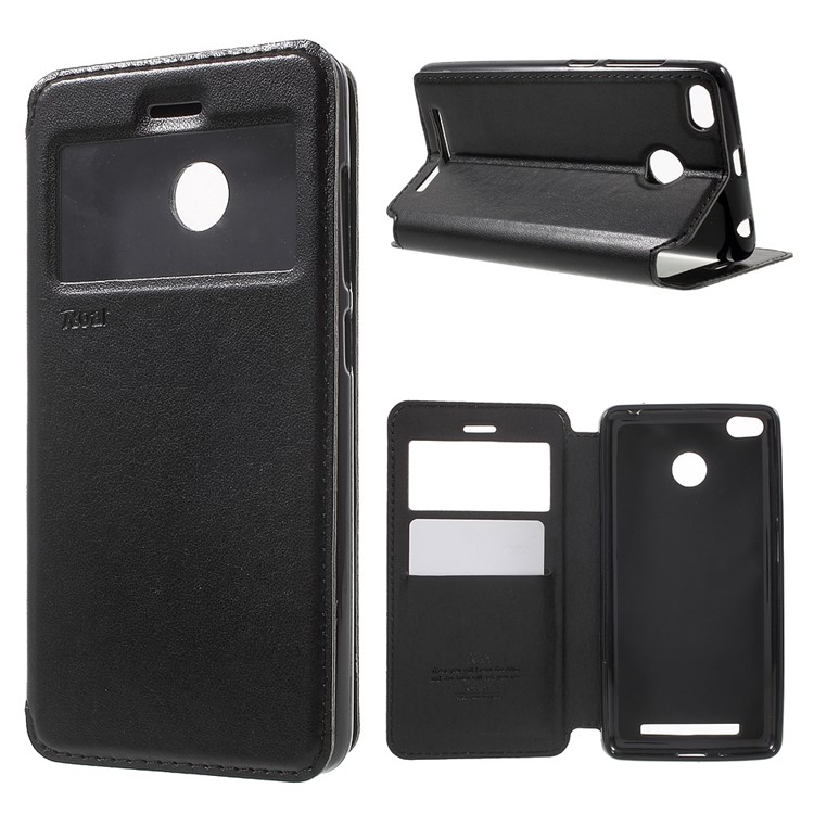 ROAR KOREA Window View Leather Stand Case for Xiaomi Redmi 3s - Black-1