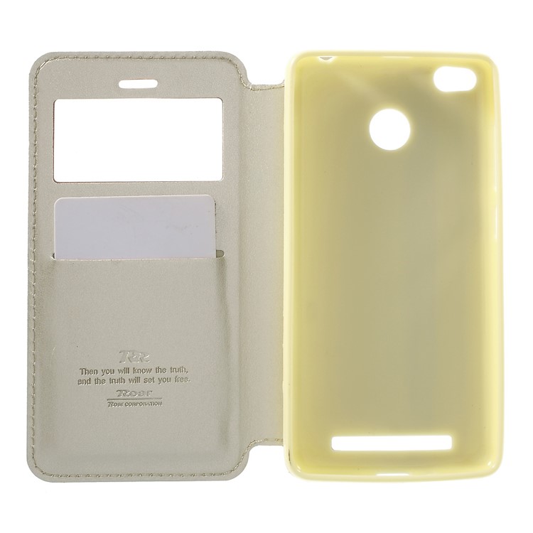 ROAR KOREA Window View Flip Leather Shell for Xiaomi Redmi 3s - Gold-4