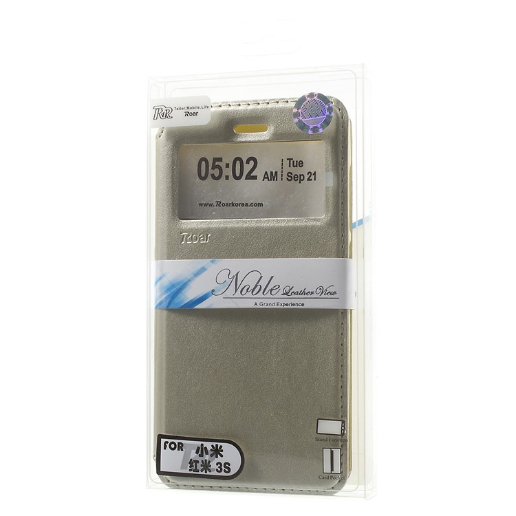 ROAR KOREA Window View Flip Leather Shell for Xiaomi Redmi 3s - Gold-9