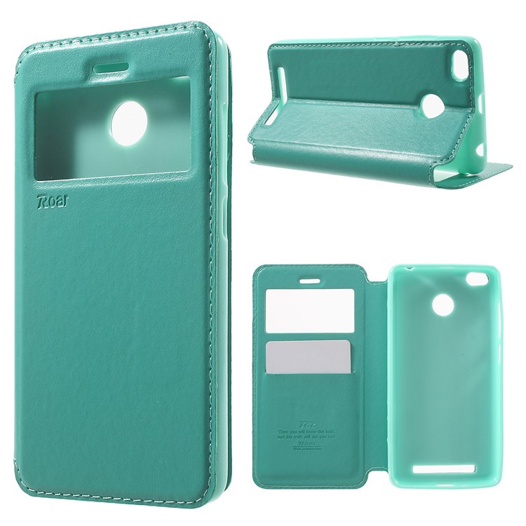 ROAR KOREA View Window Leather Case with Card Slot for Xiaomi Redmi 3s - Cyan-1