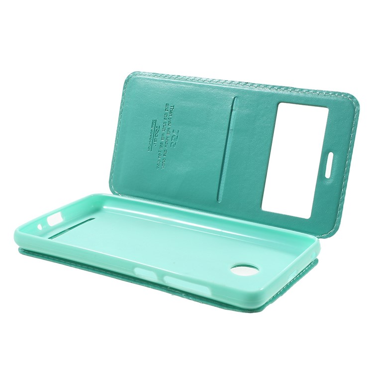 ROAR KOREA View Window Leather Case with Card Slot for Xiaomi Redmi 3s - Cyan-5