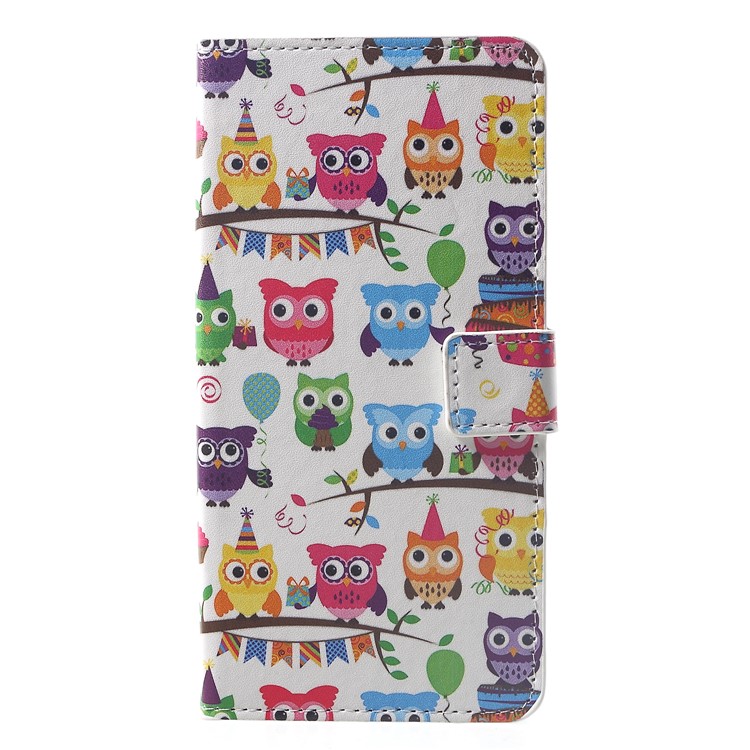 Pattern Printing Wallet Stand Leather Cover with Card Holders for Xiaomi Pocophone F1 / Poco F1 (India) - Adorable Owls-1