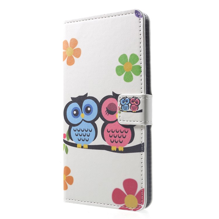 Patterned Leather Wallet Stand Phone Folio Protection Cover for Xiaomi Pocophone F1 / Poco F1 (India) - Owl Couple-3
