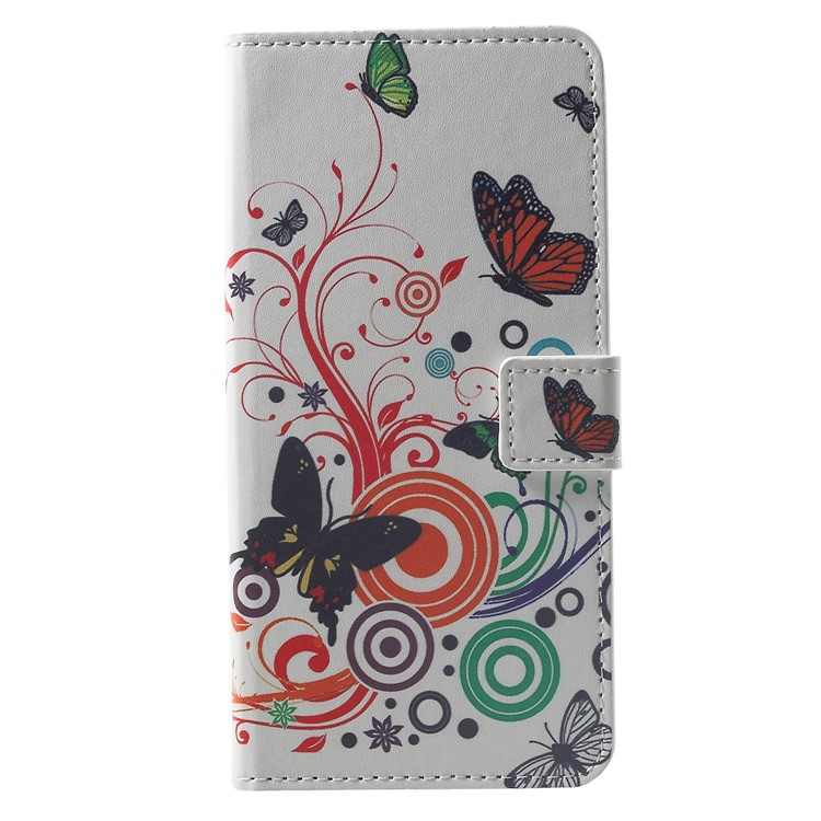 Pattern Printing Wallet Stand Leather Casing Accessory for Xiaomi Pocophone F1 / Poco F1 (India) - Butterflies and Circles-1