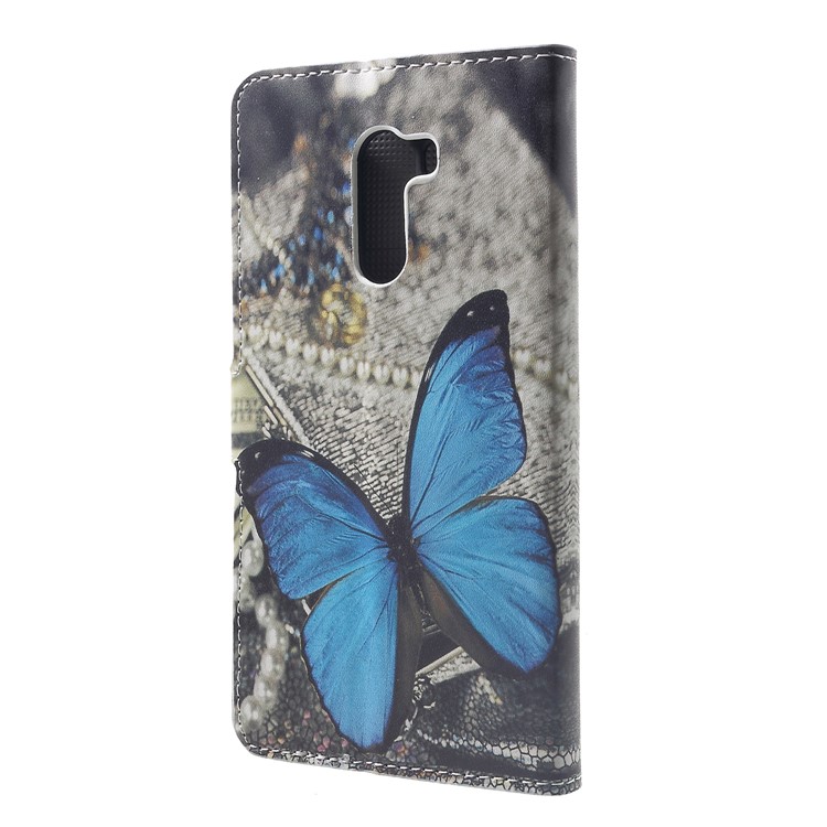 Pattern Printing Wallet Stand Leather Protector Phone Case Cover for Xiaomi Pocophone F1 / Poco F1 (India) - Blue Butterfly-2