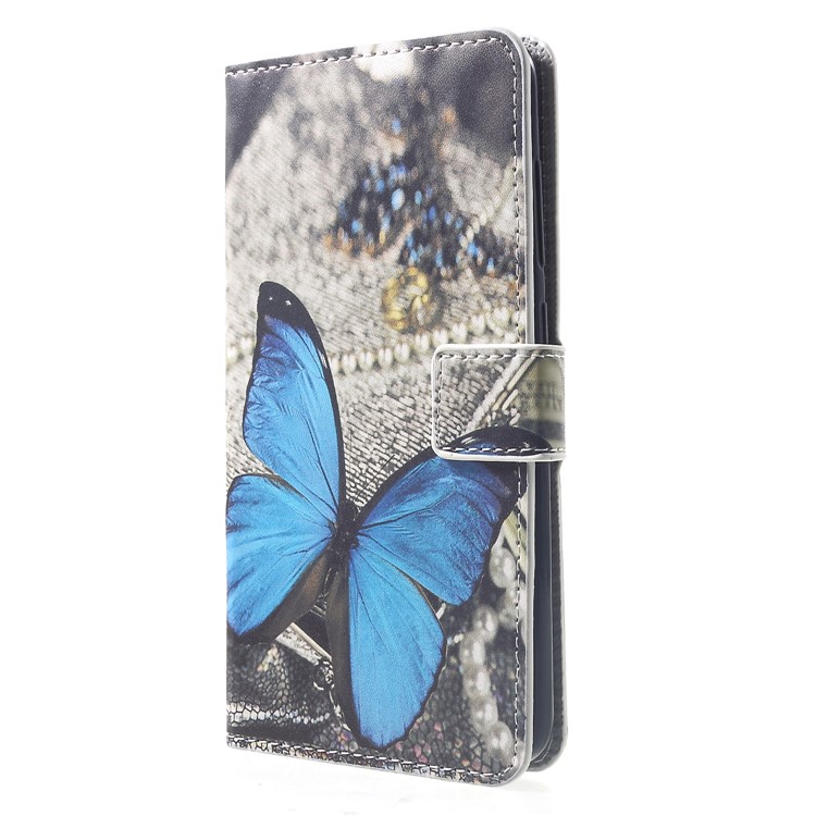 Pattern Printing Wallet Stand Leather Protector Phone Case Cover for Xiaomi Pocophone F1 / Poco F1 (India) - Blue Butterfly-3