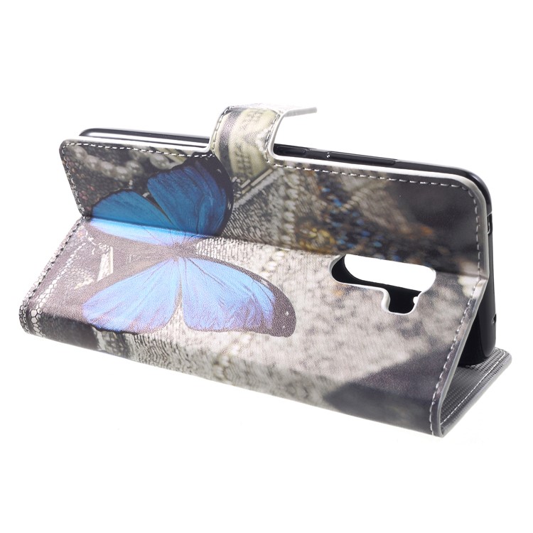 Pattern Printing Wallet Stand Leather Protector Phone Case Cover for Xiaomi Pocophone F1 / Poco F1 (India) - Blue Butterfly-4