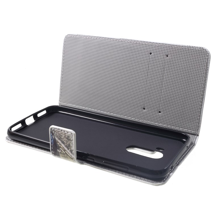 Pattern Printing Wallet Stand Leather Protector Phone Case Cover for Xiaomi Pocophone F1 / Poco F1 (India) - Blue Butterfly-5