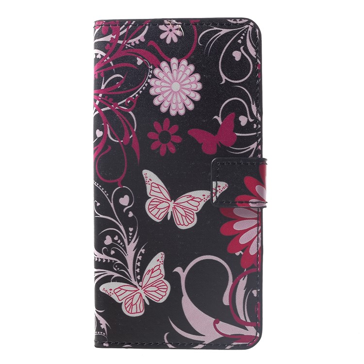 Pattern Printing Wallet Stand Leather Cellphone Shell Cover for Xiaomi Pocophone F1 / Poco F1 (India) - Butterfly and Flower-1