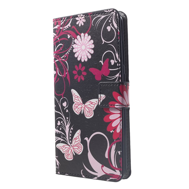 Pattern Printing Wallet Stand Leather Cellphone Shell Cover for Xiaomi Pocophone F1 / Poco F1 (India) - Butterfly and Flower-3