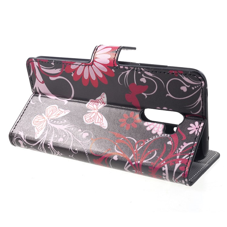 Pattern Printing Wallet Stand Leather Cellphone Shell Cover for Xiaomi Pocophone F1 / Poco F1 (India) - Butterfly and Flower-4