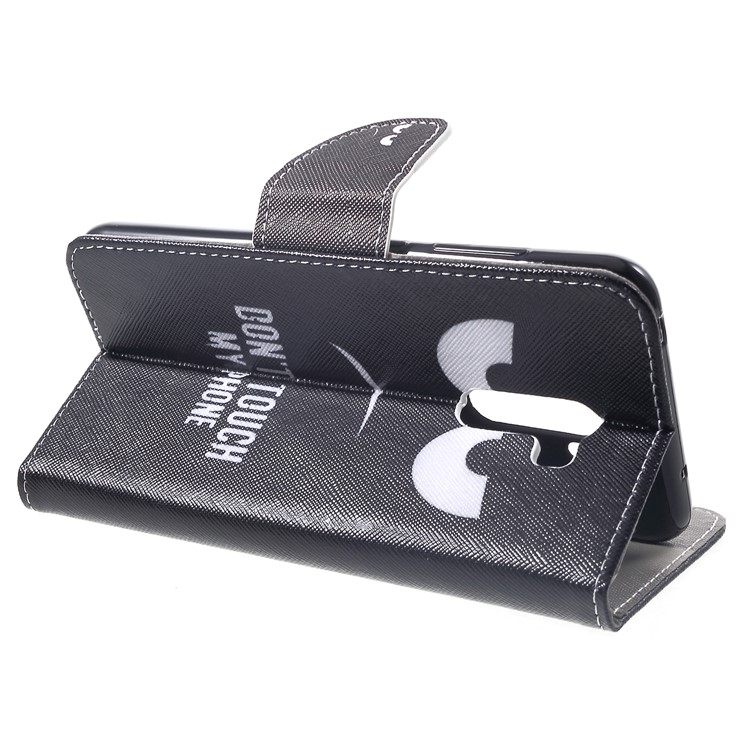 Patterned Cross Texture Wallet Stand Leather Phone Casing for Xiaomi Pocophone F1 / Poco F1 (India) - Do Not Touch My Phone-3