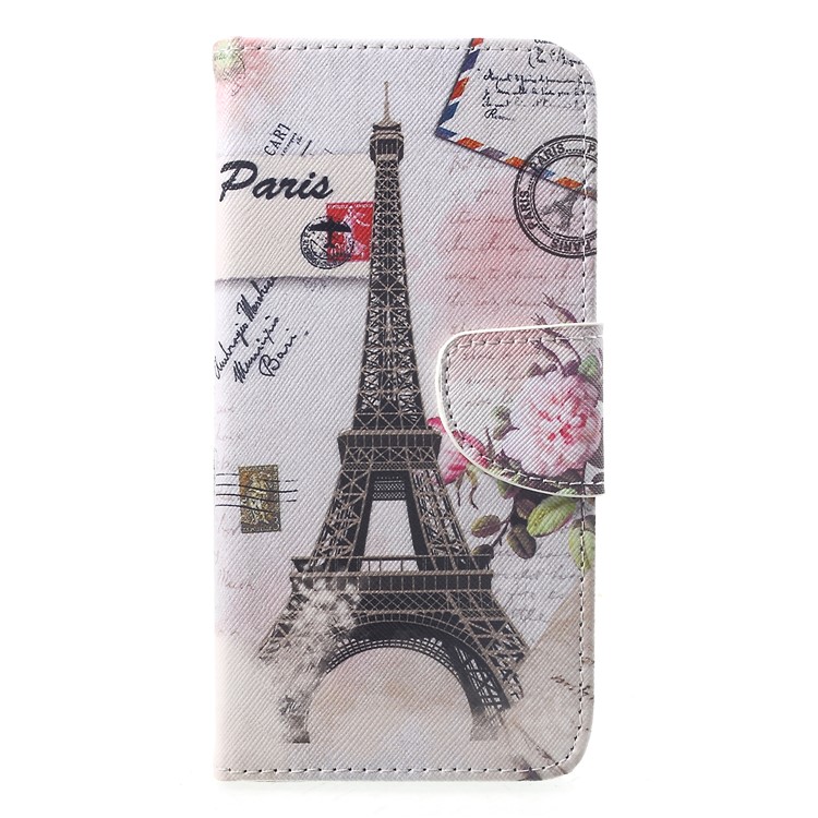 Patterned Cross Texture Wallet Stand Leather Cell Phone Shell for Xiaomi Pocophone F1 / Poco F1 (India) - Eiffel Tower-1
