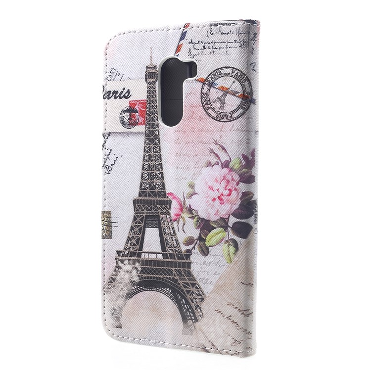 Patterned Cross Texture Wallet Stand Leather Cell Phone Shell for Xiaomi Pocophone F1 / Poco F1 (India) - Eiffel Tower-2