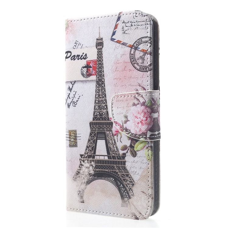 Patterned Cross Texture Wallet Stand Leather Cell Phone Shell for Xiaomi Pocophone F1 / Poco F1 (India) - Eiffel Tower-3
