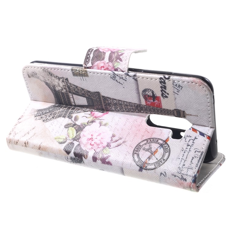Patterned Cross Texture Wallet Stand Leather Cell Phone Shell for Xiaomi Pocophone F1 / Poco F1 (India) - Eiffel Tower-4