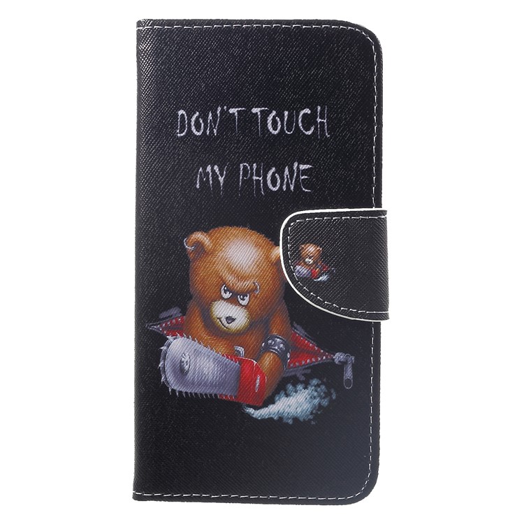 Patterned Cross Texture Wallet Stand Leather Mobile Flip Cover Case for Xiaomi Pocophone F1 / Poco F1 (India) - Angry Bear-1