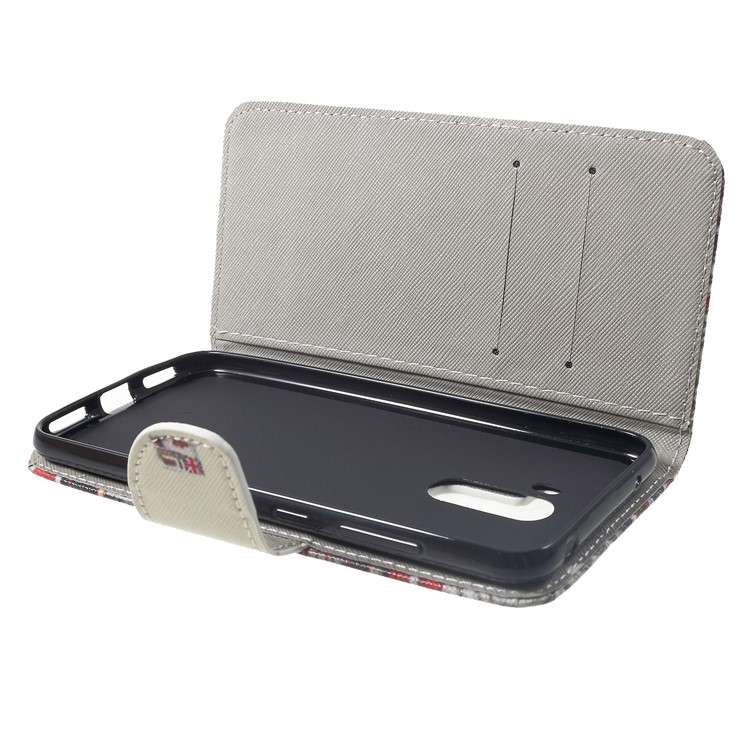Patterned Cross Texture Wallet Leather Folio Stand Protective Case for Xiaomi Pocophone F1 / Poco F1 (India) - London Elements-5