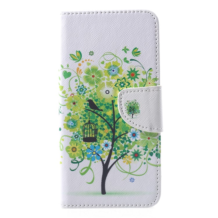 Pattern Printing Wallet Stand Leather Mobile Cover Shell for Xiaomi Pocophone F1 / Poco F1 (India) - Green Tree-1
