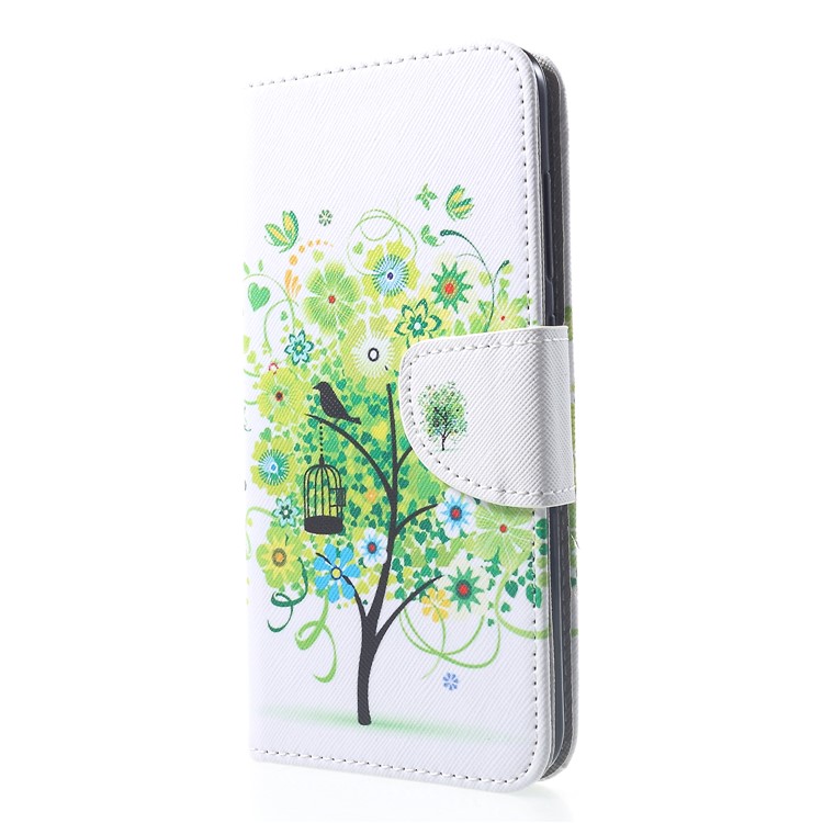 Pattern Printing Wallet Stand Leather Mobile Cover Shell for Xiaomi Pocophone F1 / Poco F1 (India) - Green Tree-3