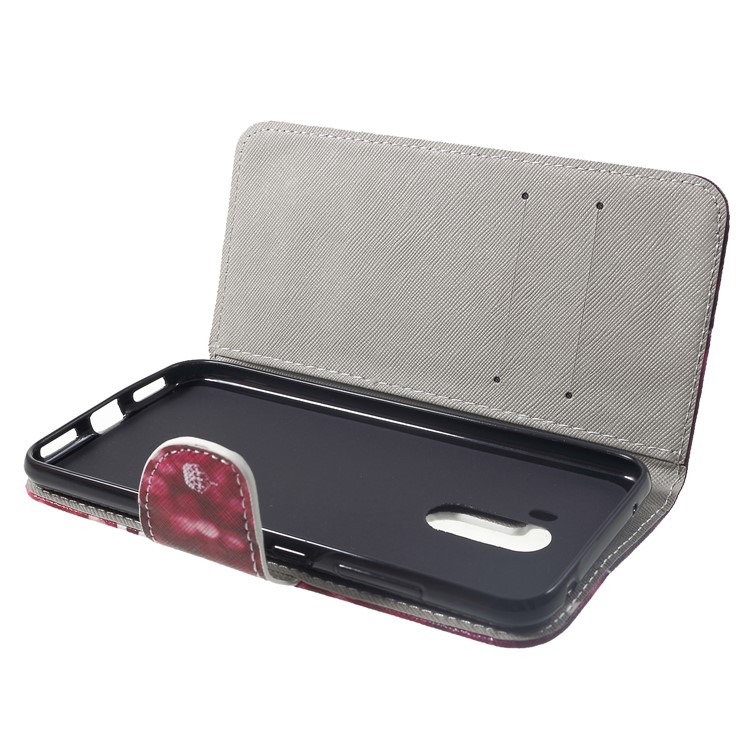Pattern Printing Wallet Leather Mobile Case with Stand for Xiaomi Pocophone F1 / Poco F1 (India) - Wine Red Pattern-5