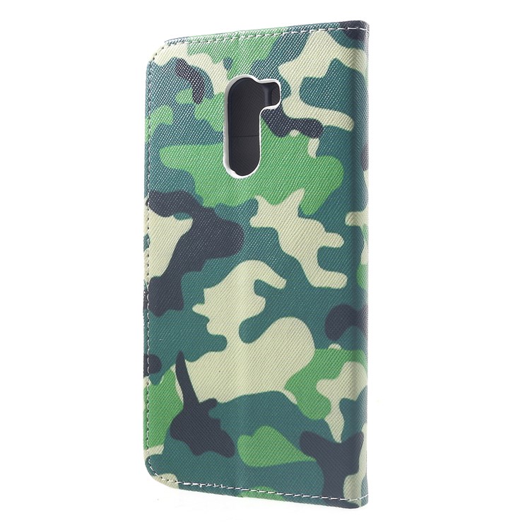 Patterned Cross Texture Wallet Stand Leather Cover for Xiaomi Pocophone F1 / Poco F1 (India) - Camouflage-2