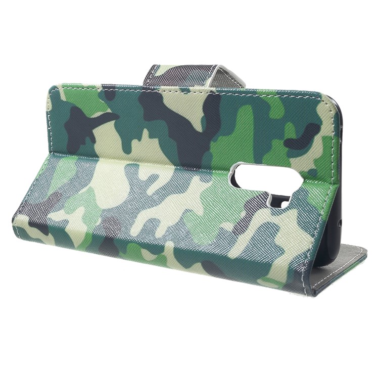 Patterned Cross Texture Wallet Stand Leather Cover for Xiaomi Pocophone F1 / Poco F1 (India) - Camouflage-4