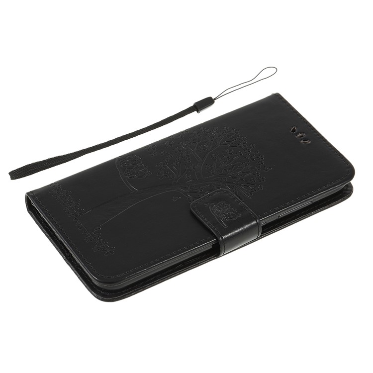 Imprint Tree Owl Magnetic Wallet PU Leather Cover with Stand for Xiaomi Pocophone F1 / Poco F1 (India) - Black-10