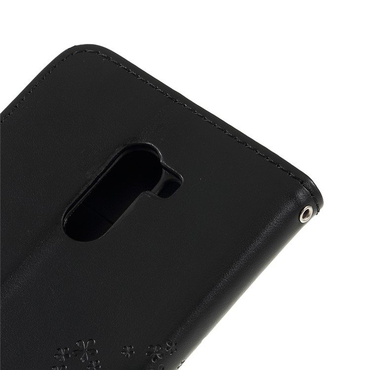Imprint Tree Owl Magnetic Wallet PU Leather Cover with Stand for Xiaomi Pocophone F1 / Poco F1 (India) - Black-5