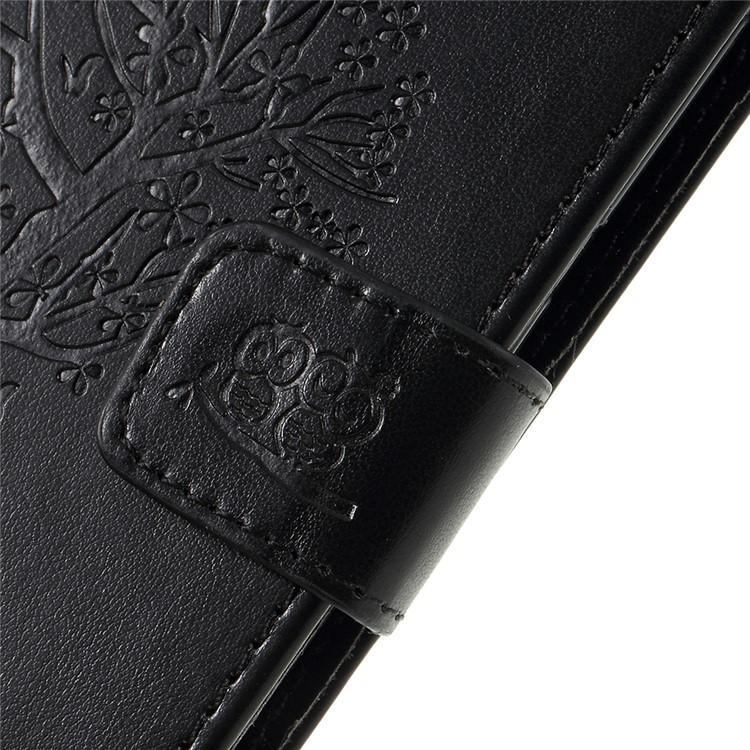 Imprint Tree Owl Magnetic Wallet PU Leather Cover with Stand for Xiaomi Pocophone F1 / Poco F1 (India) - Black-6