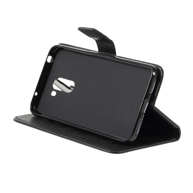 Imprint Tree Owl Magnetic Wallet PU Leather Cover with Stand for Xiaomi Pocophone F1 / Poco F1 (India) - Black-7