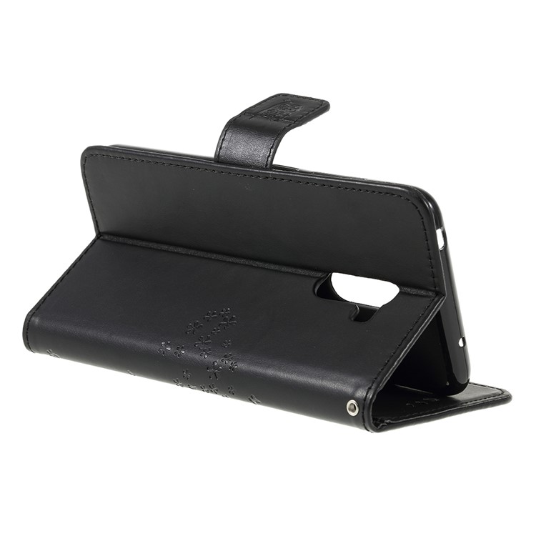 Imprint Tree Owl Magnetic Wallet PU Leather Cover with Stand for Xiaomi Pocophone F1 / Poco F1 (India) - Black-8