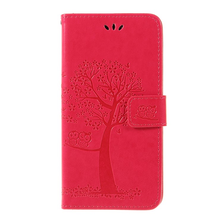 Imprint Tree Owl Magnetic Pattern Wallet PU Leather Cover with Stand for Xiaomi Pocophone F1 / Poco F1 (India) - Rose-1