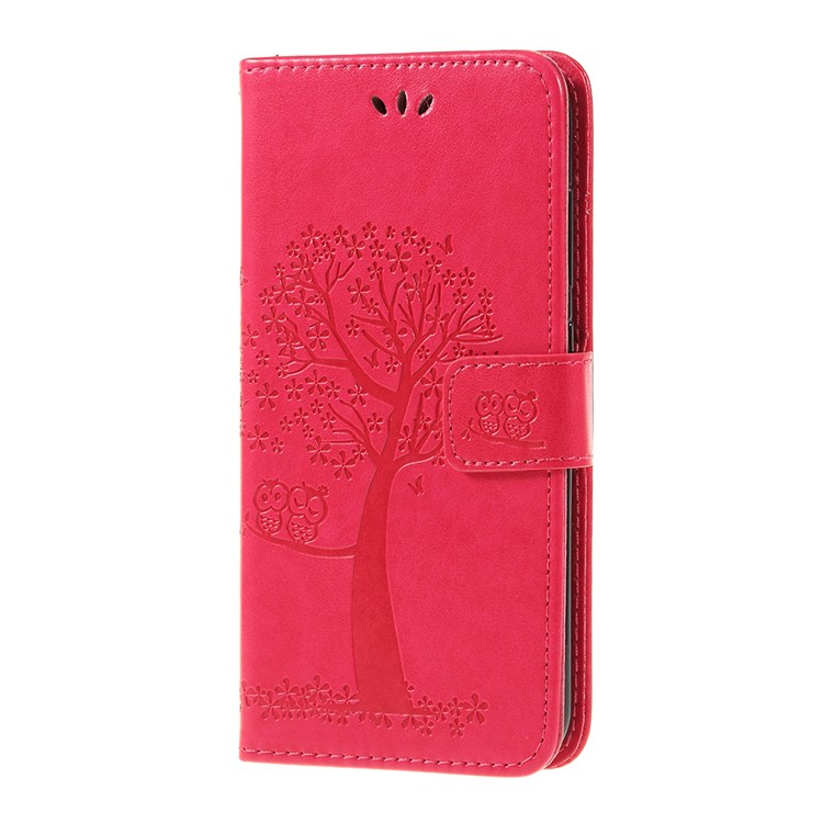 Imprint Tree Owl Magnetic Pattern Wallet PU Leather Cover with Stand for Xiaomi Pocophone F1 / Poco F1 (India) - Rose-2