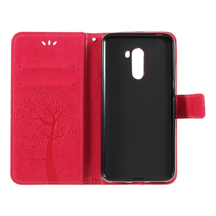 Imprint Tree Owl Magnetic Pattern Wallet PU Leather Cover with Stand for Xiaomi Pocophone F1 / Poco F1 (India) - Rose-6
