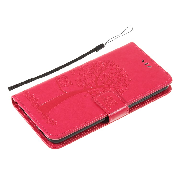 Imprint Tree Owl Magnetic Pattern Wallet PU Leather Cover with Stand for Xiaomi Pocophone F1 / Poco F1 (India) - Rose-7