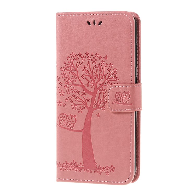 Imprint Tree Owl Magnetic Wallet PU Leather Case with Stand for Xiaomi Pocophone F1 / Poco F1 (India) - Rose Gold-2