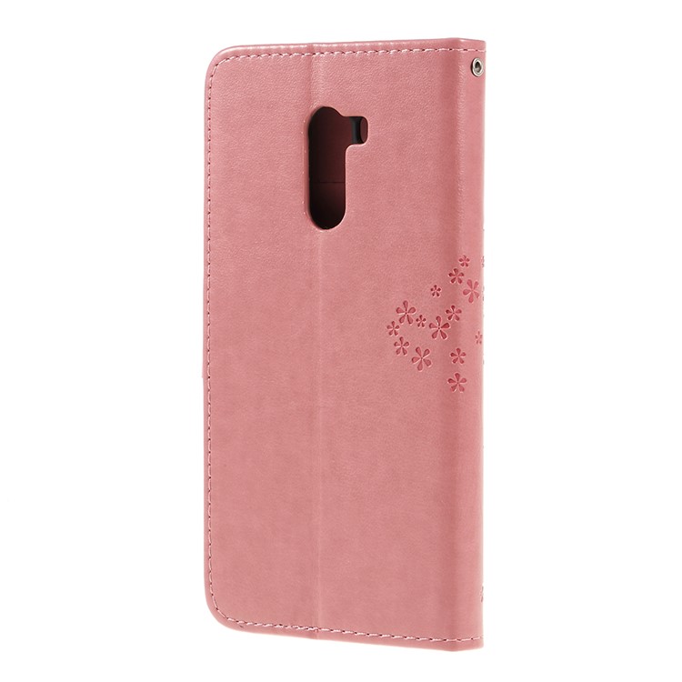 Imprint Tree Owl Magnetic Wallet PU Leather Case with Stand for Xiaomi Pocophone F1 / Poco F1 (India) - Rose Gold-3
