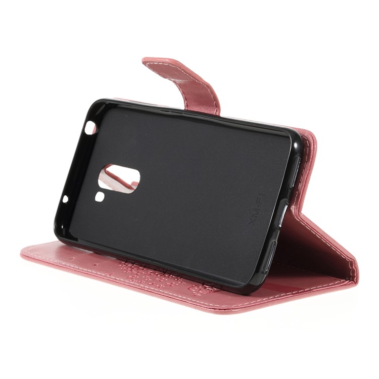 Imprint Tree Owl Magnetic Wallet PU Leather Case with Stand for Xiaomi Pocophone F1 / Poco F1 (India) - Rose Gold-4
