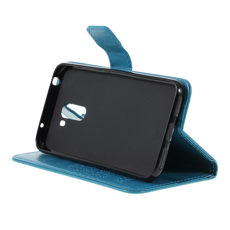Imprint Tree Owl Magnetic Wallet PU Leather Cell Phone Cover with Stand for Xiaomi Pocophone F1 / Poco F1 (India) - Blue-4