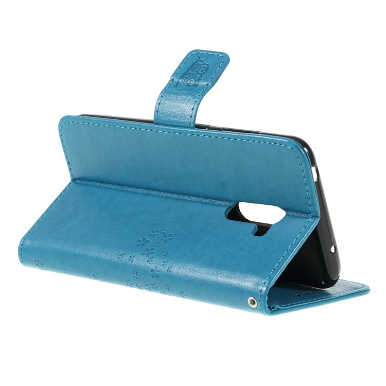 Imprint Tree Owl Magnetic Wallet PU Leather Cell Phone Cover with Stand for Xiaomi Pocophone F1 / Poco F1 (India) - Blue-5