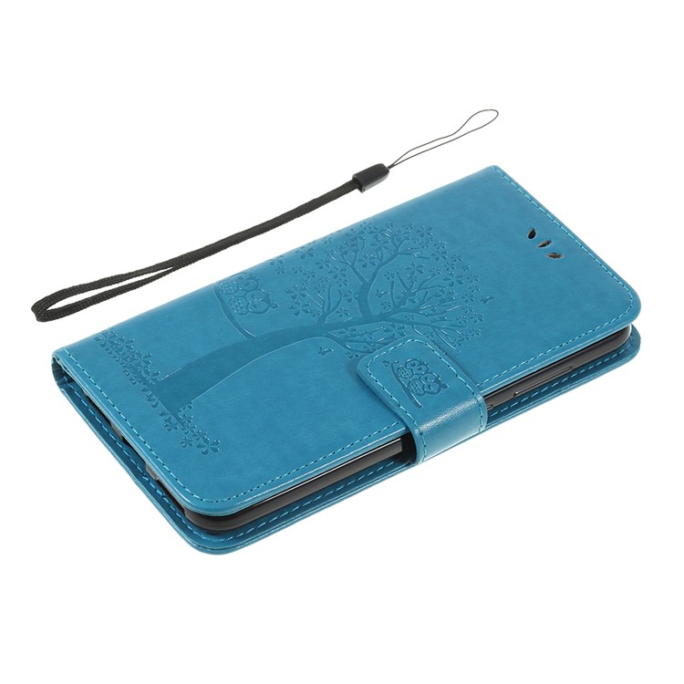 Imprint Tree Owl Magnetic Wallet PU Leather Cell Phone Cover with Stand for Xiaomi Pocophone F1 / Poco F1 (India) - Blue-7